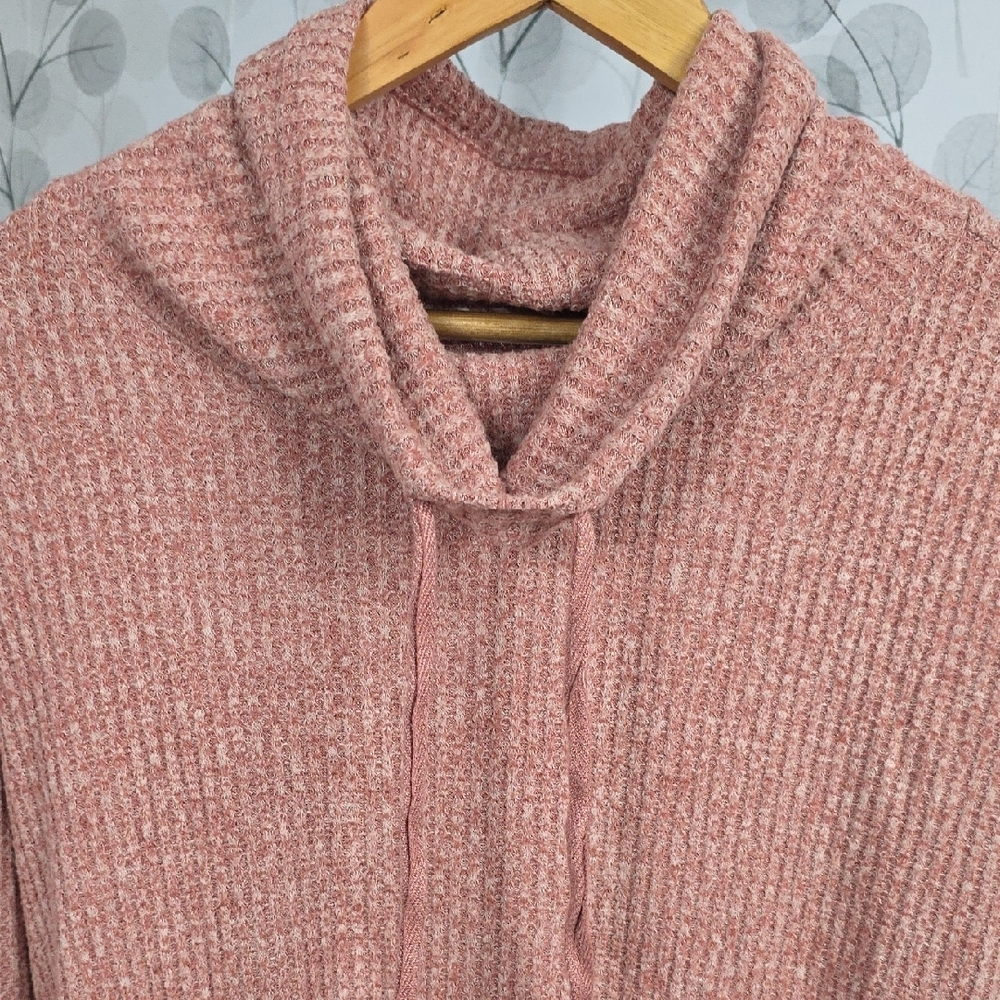 Saturday/Sunday by Anthropologie Pink Waffle Knit Cowl Neck Pullover - Picture 4 of 8